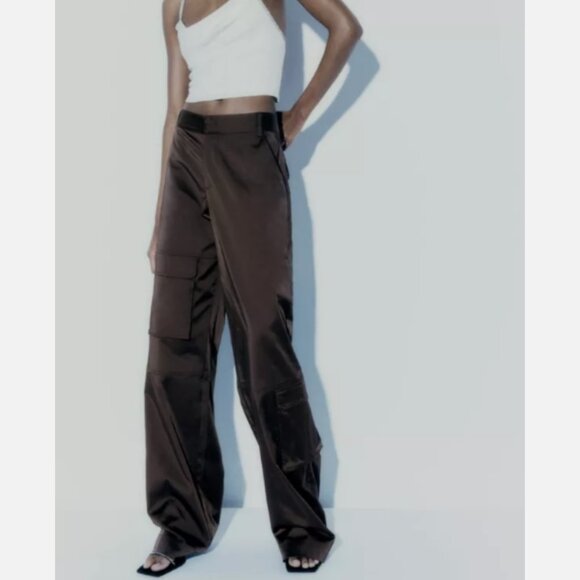 ✨ ZARA Satin High-Waisted Wide-Leg Pants – Black (Ref. 3067/917/800) - Picture 2 of 15